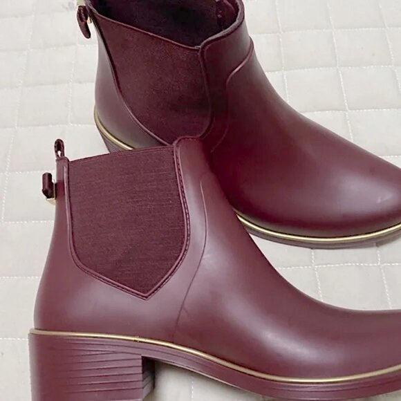Kate Spade Rain Boots Sz 6.5 Waterproof Rubber Pull-On Boots in Cherrywood NEW - Picture 7 of 13